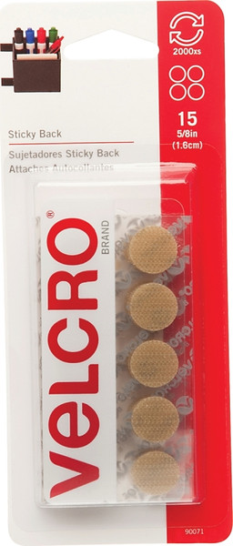 VELCRO Brand 90071 Fastener, 5/8 in W, Nylon, Beige, Rubber Adhesive [SKU: ORG6589451]