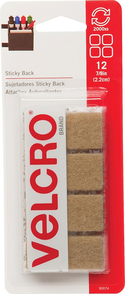 VELCRO Brand 90074 Fastener, 7/8 in W, 7/8 in L, Nylon, Beige, Rubber Adhesive [SKU: ORG6994727]
