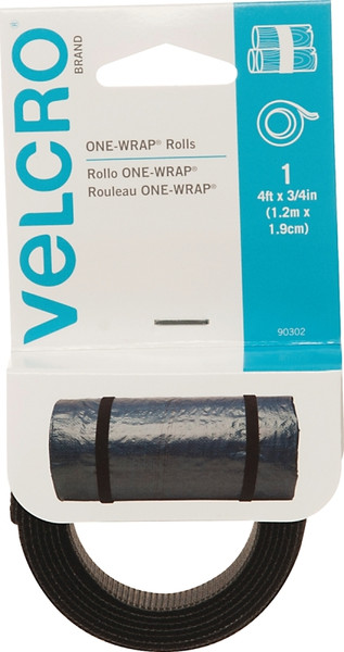 VELCRO Brand One Wrap 90302 Fastener, 3/4 in W, 48 in L, Velcro, Black [SKU: ORG0544429]