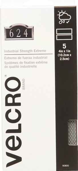 VELCRO Brand 90800 Fastener, 1 in W, 4 in L, Nylon, Titanium, Rubber Adhesive [SKU: ORG2246569]