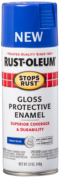 Stops Rust 347024 Protective Enamel Spray Paint, Gloss, Cobalt Blue, 12 oz, Aerosol Can [SKU: ORG2430890]