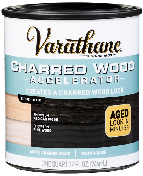 VARATHANE 347105 Charred Wood Accelerator, Charred, Black, Liquid, 1 qt [SKU: ORG2430007]