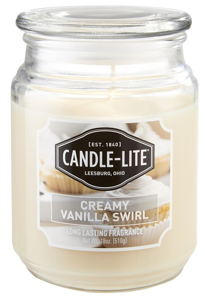CANDLE-LITE 3297553 Jar Candle, Creamy Vanilla Swirl Fragrance, Ivory Candle, 70 to 110 hr Burning [SKU: ORG7817828]
