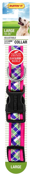 RUFFIN'IT 39748 Adjustable Dog Collar, 18 to 26 in L Collar, 1 in W Collar, Assorted [SKU: ORG4768644]