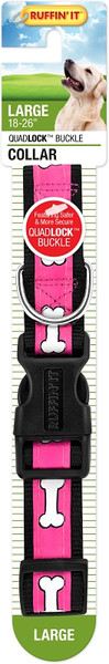 RUFFIN'IT 39943 Adjustable Dog Collar, 18 to 26 in L Collar, 1 in W Collar, Jacquard/Nylon [SKU: ORG4769261]