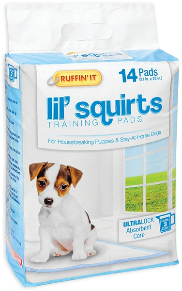 RUFFIN'IT Lil' Squirts 82014 Dog Training Pad, 22 in L, 21 in W, Cotton/Plastic [SKU: ORG4767331]