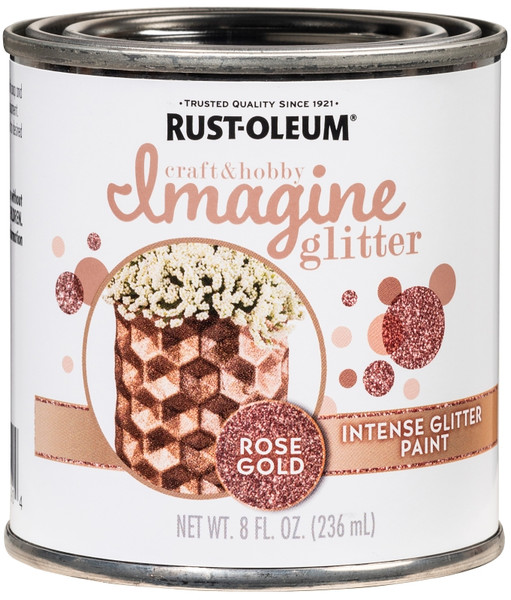 TESTORS Imagine Craft & Hobby 349200 Intense Paint, Glitter Rose Gold, 8 oz, Can [SKU: ORG2430064]