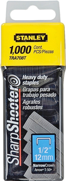 STANLEY TRA708T Narrow Crown Staple, 27/64 in W Crown, 1/2 in L Leg, Galvanized [SKU: ORG6988323]