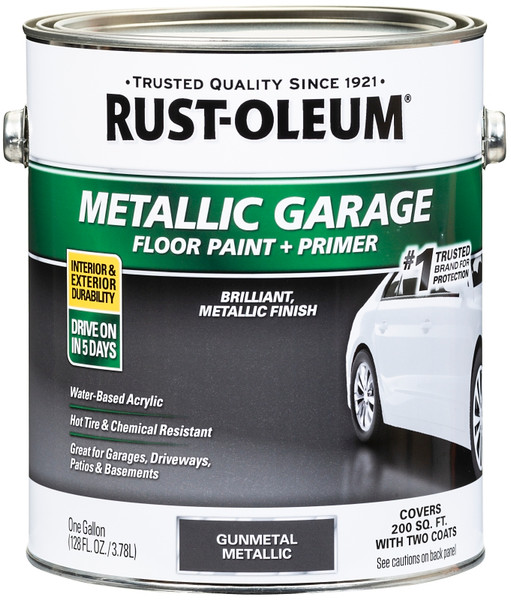 RUST-OLEUM 349353 Concrete and Garage Floor Paint, Metallic, Gun Metal, 1 gal [SKU: ORG2430601]