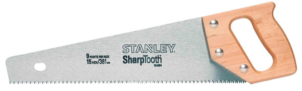 STANLEY 15-334 Handsaw, 15 in L Blade, 8 TPI, Extra Wide Handle, Wood Handle [SKU: ORG6200141]