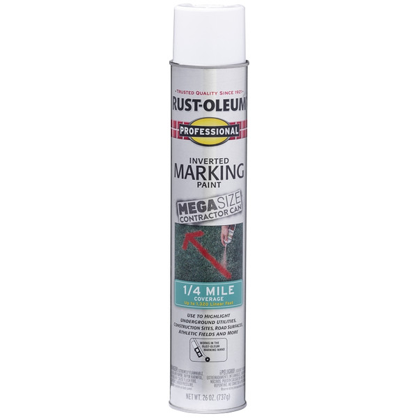 Professional 350997 Quarter Mile Distance Spray Mega Marking Paint, Flat to Semi-Gloss, White, 26 oz, Can [SKU: ORG8907933]