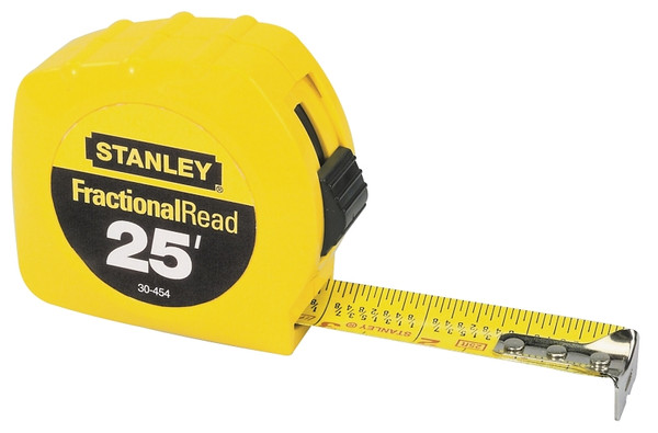 STANLEY 30-454 Measuring Tape, 25 ft L Blade, 1 in W Blade, Steel Blade, ABS Case, Yellow Case [SKU: ORG6369565]