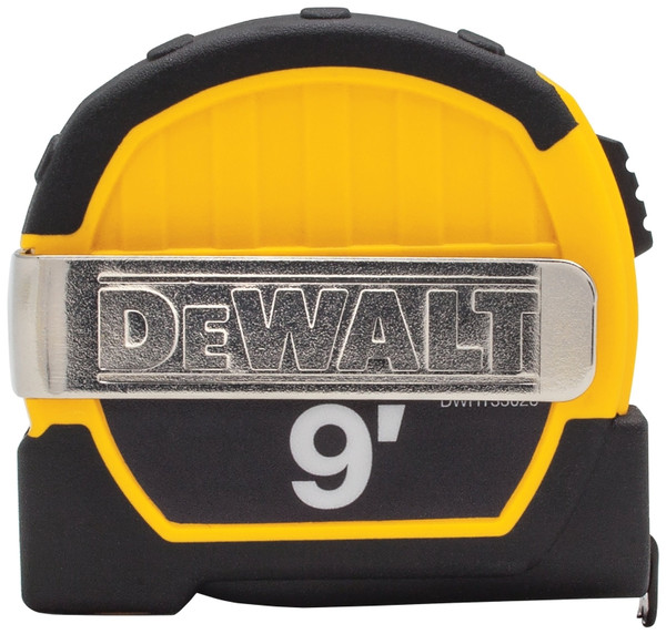 DeWALT DWHT33028 Magnetic Pocket Tape Measure, 9 ft L Blade, 1/2 in W Blade, Steel Blade, ABS Case, Black/Yellow Case [SKU: ORG1071679]