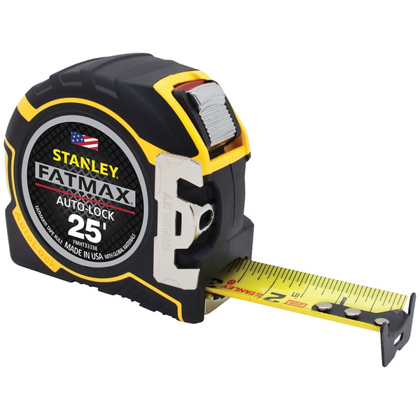 STANLEY FMHT33338 Tape Measure, 25 ft L Blade, 1-1/4 in W Blade, Steel Blade, ABS Case, Black/Yellow Case [SKU: ORG2667202]