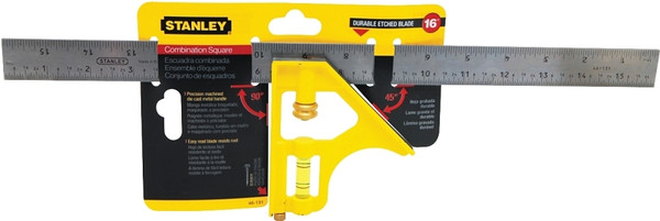 STANLEY 46-131 Combination Square, 1 in W Blade, 16 in L Blade, SAE Graduation, Stainless Steel Blade [SKU: ORG6936496]