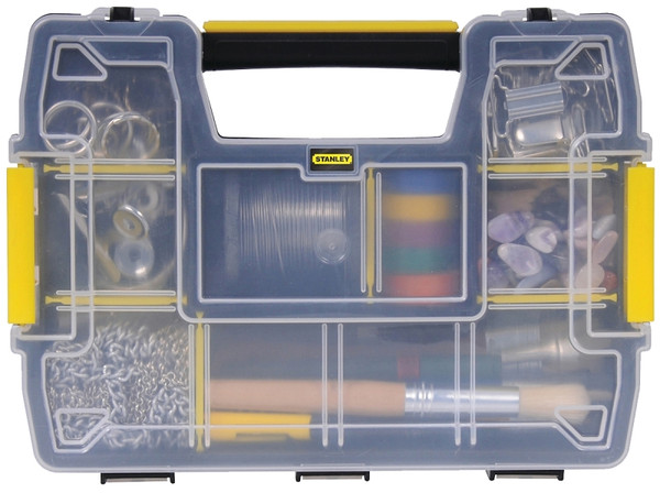 STANLEY STST14021 Tool Storage Organizer, 8-1/2 in W, 2.9 in H, 10-Drawer, Plastic, Black/Clear Yellow [SKU: ORG0556811]