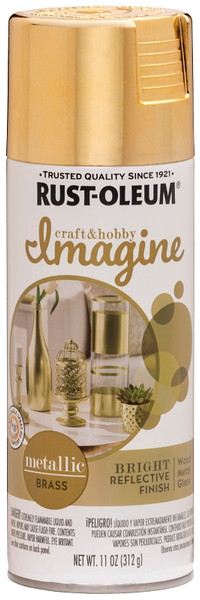 RUST-OLEUM Imagine Craft & Hobby 353723 Spray Paint, Metallic, Brass, 11 oz, Aerosol Can [SKU: ORG2430312]