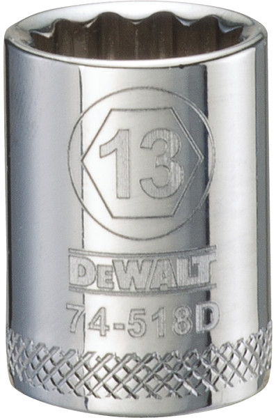 DeWALT DWMT74518OSP Hand Socket, 13 mm Socket, 3/8 in Drive, 12-Point, Vanadium Steel, Polished Chrome [SKU: ORG7515737]