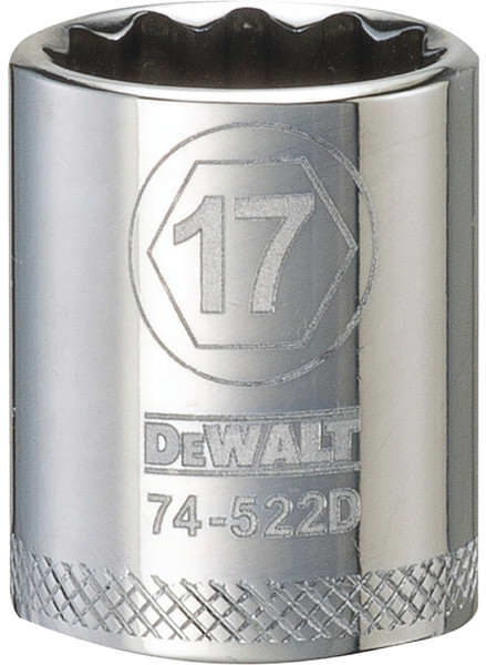 DeWALT DWMT74522OSP Hand Socket, 17 mm Socket, 3/8 in Drive, 12-Point, Vanadium Steel, Polished Chrome [SKU: ORG7515786]