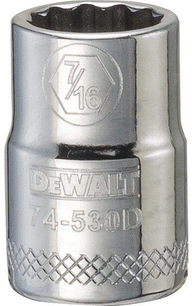 DeWALT DWMT74530OSP Hand Socket, 7/16 in Socket, 3/8 in Drive, 12-Point, Vanadium Steel, Polished Chrome [SKU: ORG7515893]
