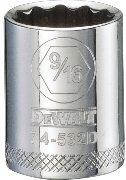 DeWALT DWMT74532OSP Hand Socket, 9/16 in Socket, 3/8 in Drive, 12-Point, Vanadium Steel, Polished Chrome [SKU: ORG7515927]