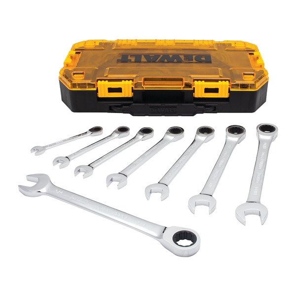DeWALT DWMT74733 Wrench Set, 8-Piece, Polished Chrome, Specifications: SAE Measurement [SKU: ORG7522410]
