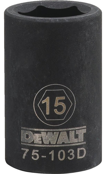 DeWALT DWMT75103OSP Deep Impact Socket, 15 mm Socket, 1/2 in Drive, 6-Point, Steel, Black Oxide [SKU: ORG7516701]
