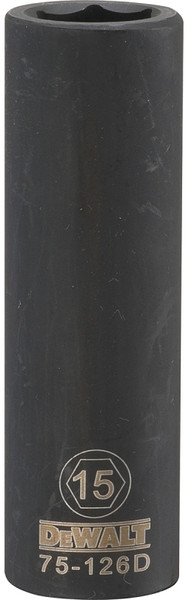 DeWALT DWMT75126OSP Deep Impact Socket, 15 mm Socket, 1/2 in Drive, 6-Point, Steel, Black Oxide [SKU: ORG7516909]