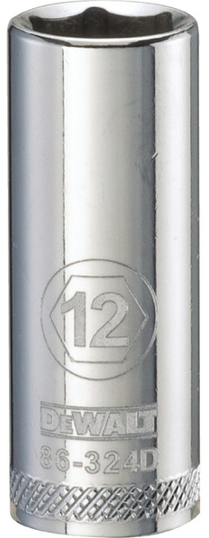 DeWALT DWMT86324OSP Drive Socket, 12 mm Socket, 3/8 in Drive, 6-Point, Vanadium Steel, Polished Chrome [SKU: ORG7519127]