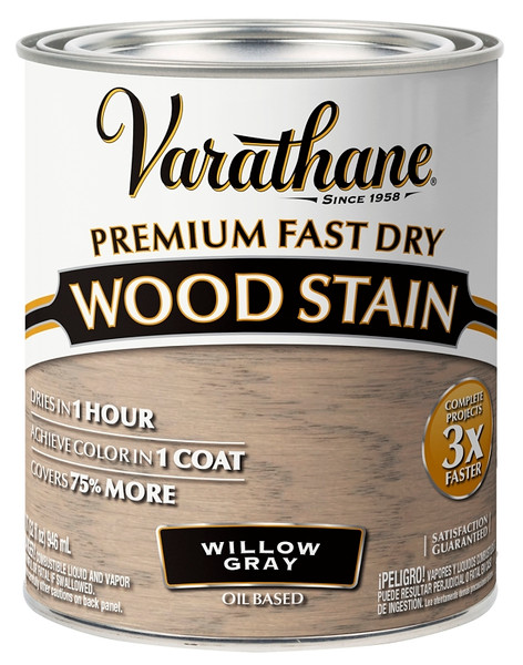 VARATHANE 357180 Fast Dry Wood Stain, Willow Gray, Liquid, 1 qt [SKU: ORG7606858]