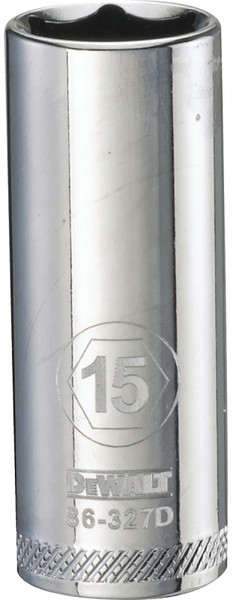 DeWALT DWMT86327OSP Drive Socket, 15 mm Socket, 3/8 in Drive, 6-Point, Vanadium Steel, Polished Chrome [SKU: ORG7519267]