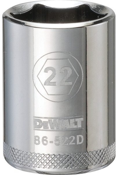 DeWALT DWMT86522OSP Drive Socket, 22 mm Socket, 1/2 in Drive, 6-Point, Vanadium Steel, Polished Chrome [SKU: ORG7519697]