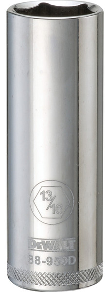 DeWALT DWMT88950OSP Drive Socket, 13/16 in Socket, 1/2 in Drive, 6-Point, Vanadium Steel, Polished Chrome [SKU: ORG7520034]
