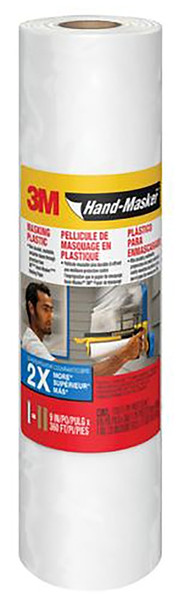 3M Hand-Masker MPL12 Masking Tape, 120 yd L, 12 in W, Plastic Backing, Transparent [SKU: ORG7457963]