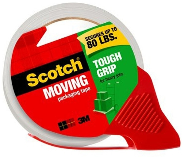 Scotch 3500S-RD Tough Grip Moving Packaging Tape, 38.2 linear yd L, 38.2 yd W, Clear [SKU: ORG4603361]