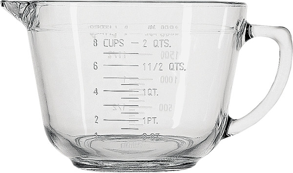 Anchor Hocking 81605L11 Measuring Cup, 2 qt Capacity, Glass, Clear [SKU: ORG7166093]