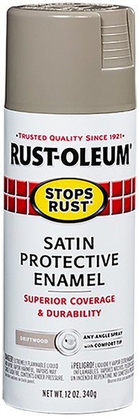 Stops Rust 365143 Protective Enamel Paint, Satin, Driftwood, 12 oz, Aerosol Can [SKU: ORG7447295]