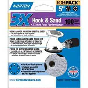 NORTON 04034 Sanding Disc, 5 in Dia, 11/16 in Arbor, Coated, P100 Grit, Medium, Alumina Ceramic Abrasive, Spiral [SKU: ORG3309242]