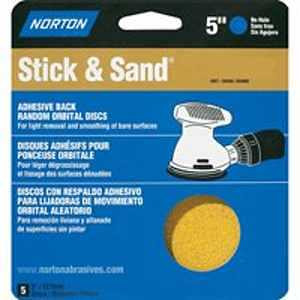 NORTON 48906 Sanding Disc, 5 in Dia, Coated, P120 Grit, Medium, Aluminum Oxide Abrasive, C-Weight Paper Backing [SKU: ORG3308806]
