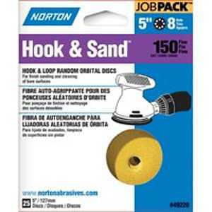 NORTON 49220 Sanding Disc, 5 in Dia, Coated, P150 Grit, Fine, Aluminum Oxide Abrasive, C-Weight Paper Backing [SKU: ORG3308897]