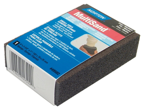 NORTON MultiSand 49502 Sanding Sponge, 4 in L, 2-3/4 in W, 80, 150 Grit, Fine, Medium [SKU: ORG3307840]
