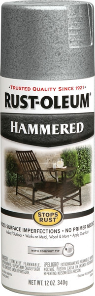 RUST-OLEUM STOPS RUST 7213830 Spray Paint, Hammered, Silver, 12 oz, Aerosol Can [SKU: ORG6238166]