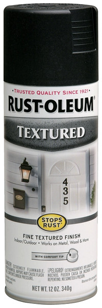 RUST-OLEUM STOPS RUST 7220830 Textured Spray Black, Solvent-Like, Black, 12 oz, Aerosol Can [SKU: ORG6183198]