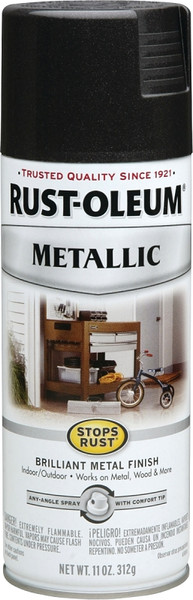 RUST-OLEUM STOPS RUST 7250830 Metallic Spray Paint, Metallic, Black Night, 11 oz, Aerosol Can [SKU: ORG6243141]