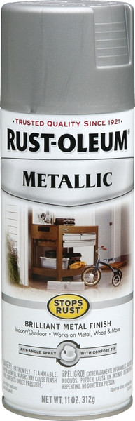 RUST-OLEUM STOPS RUST 7277830 Metallic Spray Paint, Metallic, Matte Nickel, 11 oz, Aerosol Can [SKU: ORG1906072]