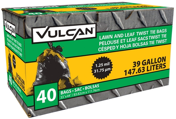 VULCAN FG-03812-05 Lawn and Leaf Bag, 39 gal Capacity, Black [SKU: ORG5425962]