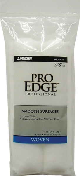 Linzer MR 101-2 6IN Paint Roller Cover, 3/8 in Thick Nap, 6 in L, Woven Fabric Cover, White [SKU: ORG5886387]