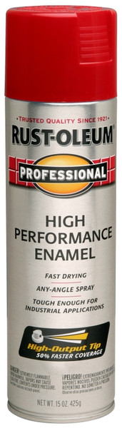 RUST-OLEUM 7564838 High Performance Enamel Spray Paint, Gloss, Safety Red, 15 oz, Aerosol Can [SKU: ORG2281319]