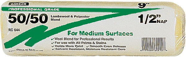 Linzer RC644 Paint Roller Cover, 1/2 in Thick Nap, 9 in L, Lambs Wool/Polyester Cover, Brown [SKU: ORG6130637]