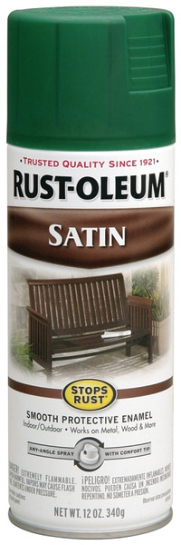 RUST-OLEUM STOPS RUST 7732830 Enamel Paint, Low Satin, Hunter Green, 12 oz, Aerosol Can [SKU: ORG6757140]